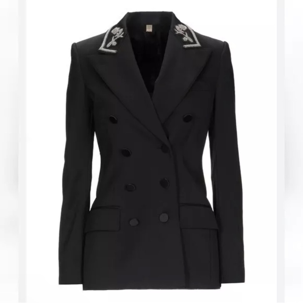 $1890 NWT Burberry Black Double-Breasted Blazer Size 2